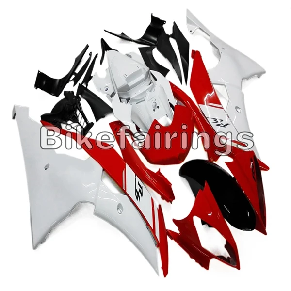 Sportbike Обтекатели для Yamaha YZF-600 R6 2008 09 10 11 2012 13 14 15 R6 впрыска ABS Пластик белого и красного цвета мотор комплект обтекателей