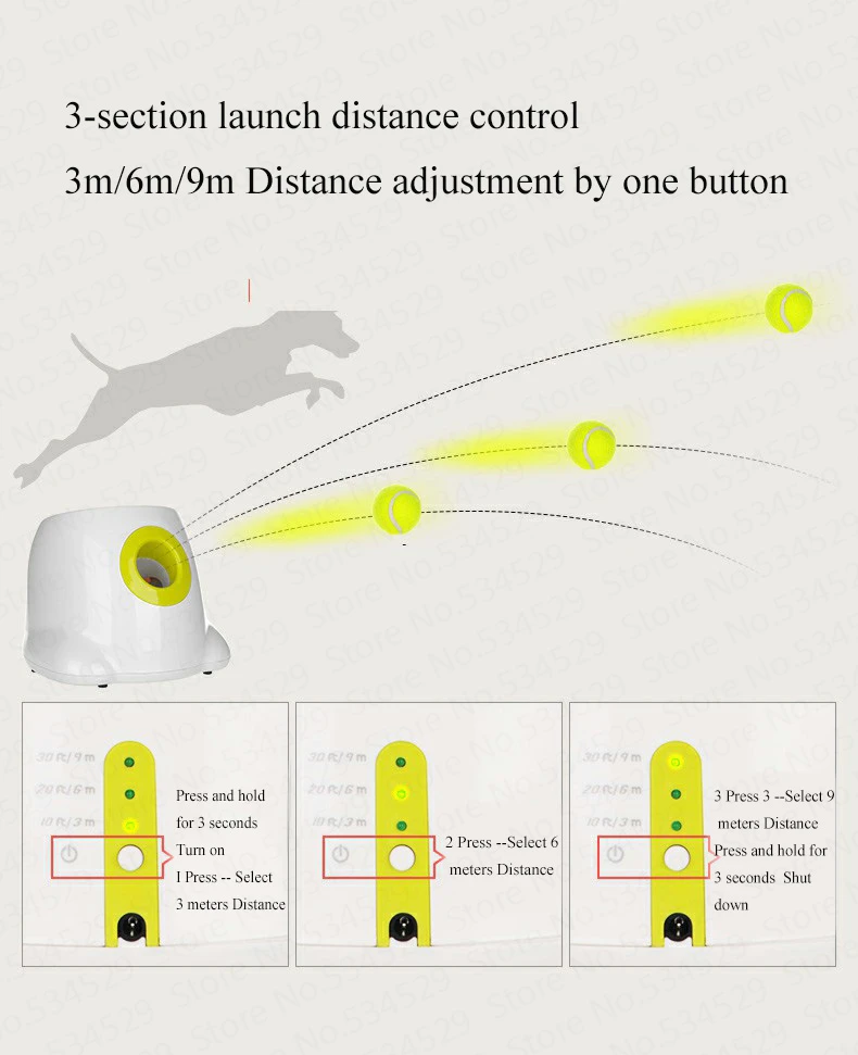 Креативные игрушки для собак теннис пусковое устройство автоматического метательная машина мяч для питомцев Метатель 3/6/9m раздел излучение с 3 шары