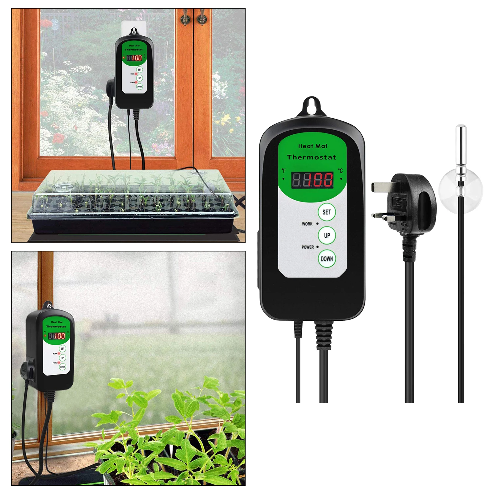 1000W 240V Digital Heat Mat Thermostat Temperature Controller for Hydroponic Plants Seed Germination Reptiles Pet Supplies