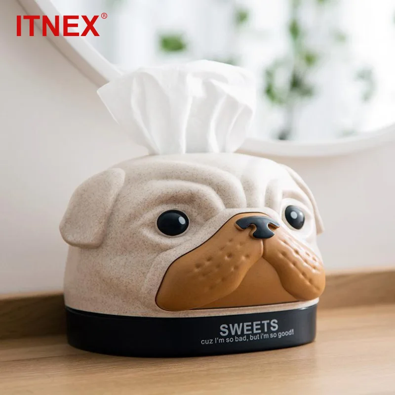 

2019 New Hot Fashion Creative Cartoon Paper Napkin Tissue Box Case Cute Bobby dog Animals Styles Car Tissue Box Paper Organizer