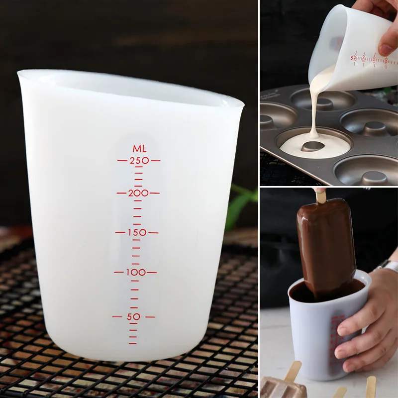 

250ml Silicone Measuring Cup Kitchen Measuring Tools Butter Liquid Measure Cup Jug Flexible Silicone Cup for Baking Cooking Tool