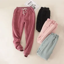 Женские зимние толстые кашемировые штаны из овчины, теплые женские повседневные штаны, свободные штаны от Harlan, длинные брюки, спортивные штаны