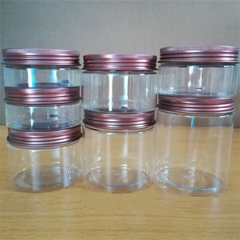 50g 80g 100g 120g 150g 200g 250g Clear Cosmetic Cream Plastic Jar Lip Balm Sample Container Pot Rose Gold Aluminum Lid Cap | Красота и