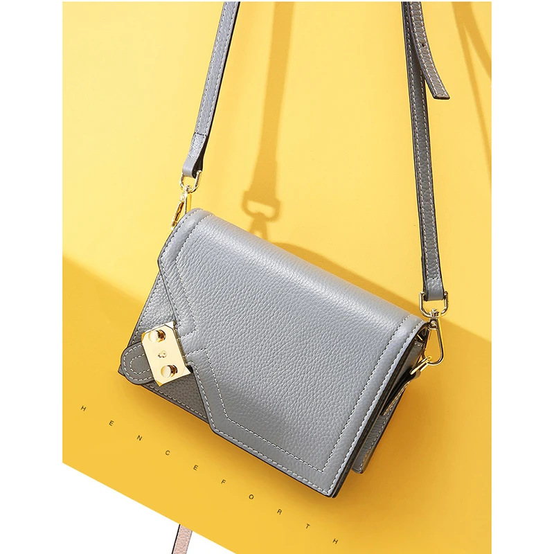 

Genuine Leather handbag new mini lock bags fashion first layer leather square shoulder bag GN-SB-skhbxf