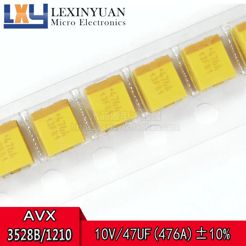 50 шт. AVX оригинальные тантала 3528B 10 V 47 (Европа) мкФ (476A) 10% TAJB476K010RNJ 1210 Бесплатная