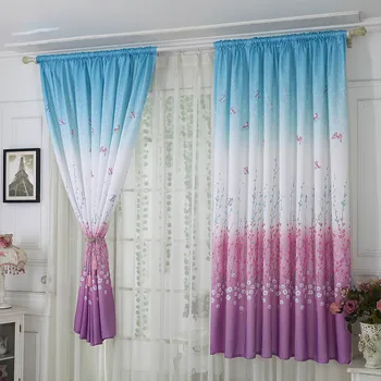 

1pcs Hot Butterfly Printed Vertical Curtain for Bedroom Living Room Balcony Decorations Gradient Colorful Perforated Curtains