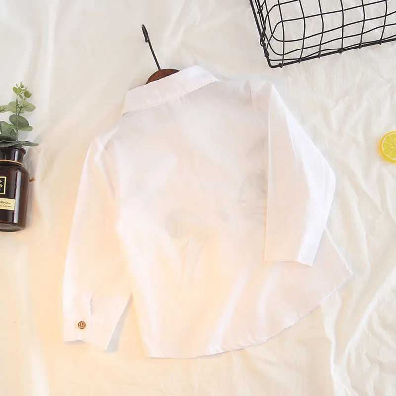 

Spring And Autumn New Style Korean-style Childrenswear Girls Fold-down Collar Cotton GIRL'S Shirt Children Long Sleeve Cat White