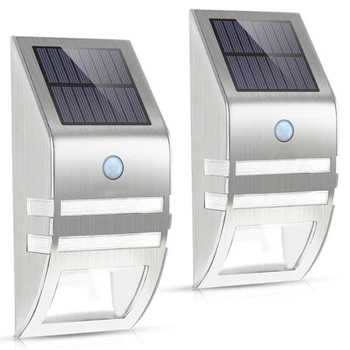 

2 Pack Solar Wall Lights Solar Motion Sensor Lights Stainless Steel Outdoor Decorative Solar LED Lights Solar Lights