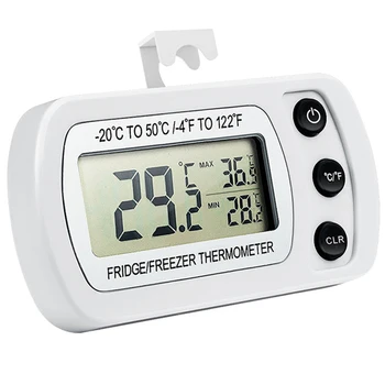 

Refrigerator Thermometer Waterproof Digital Fridge Freezer Thermometer with 3 Buttons Large LCD Display Hook