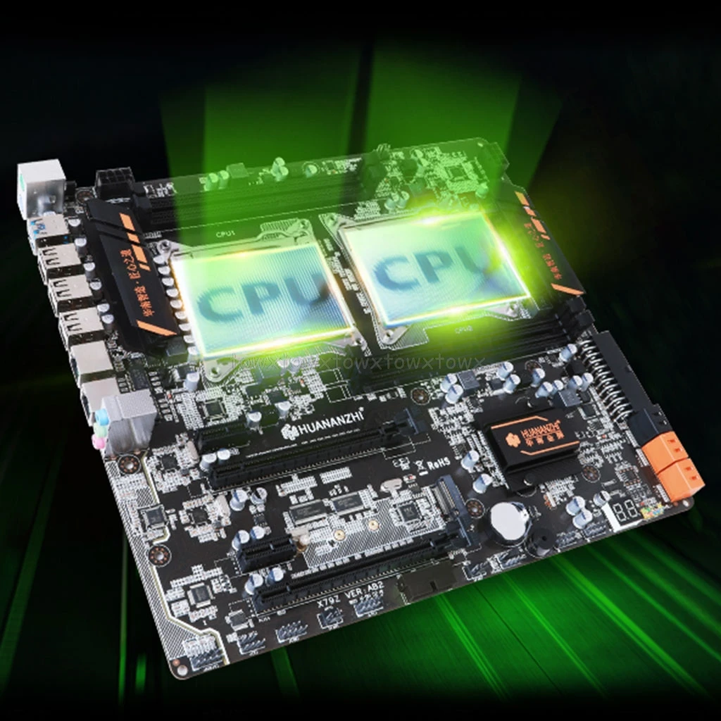 

Huananzhi X79 Dual CPU Motherboard LGA 2011 E-ATX USB3.0 SATA3 PCI-E NVME with Dual Xeon Processor Au27 19 dropship