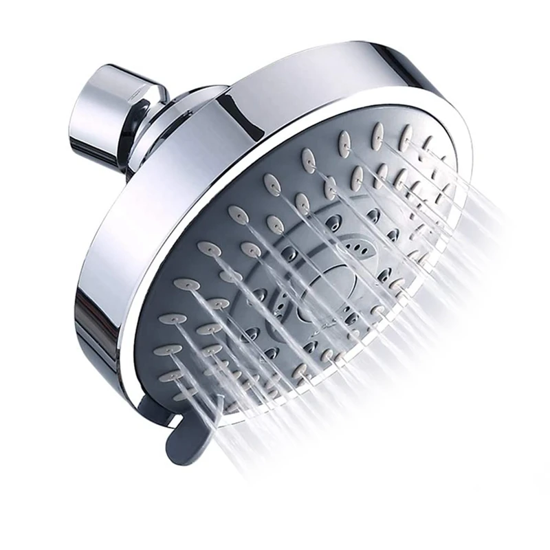 Shower Head High Pressure Rain Fixed Showerhead Rainfall 5 Setting with Adjustable Metal Swivel