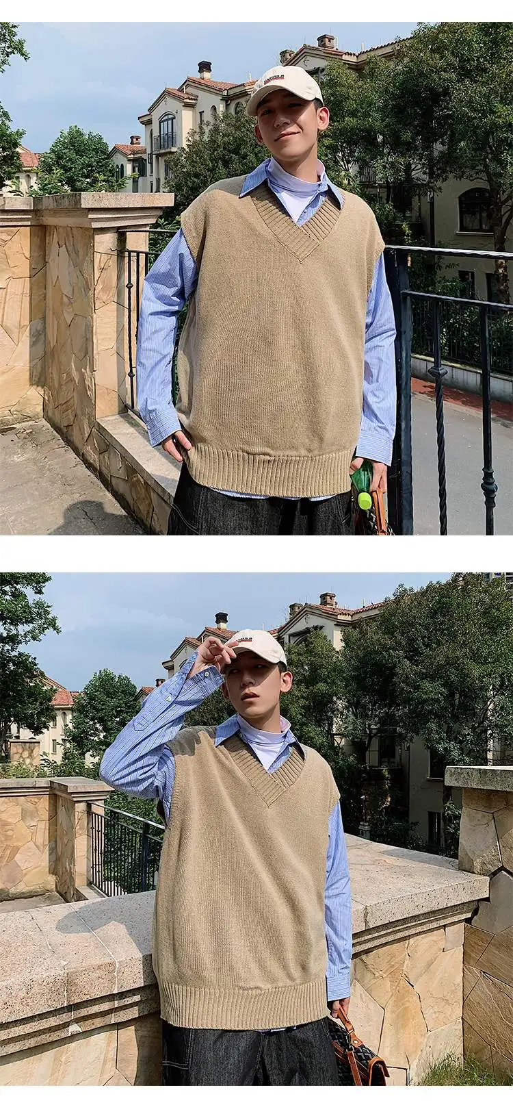 coreano simples e chique, colete masculino, roupa urbana, retrô