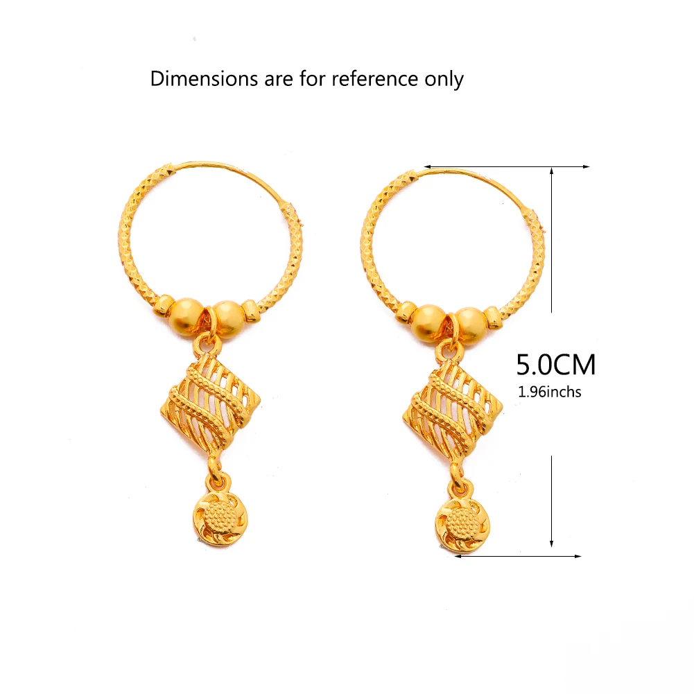 Luxury Women Dubai 24k Gold Color Earrings India Ethiopia African Bride Wedding Gifts Earrings Bride