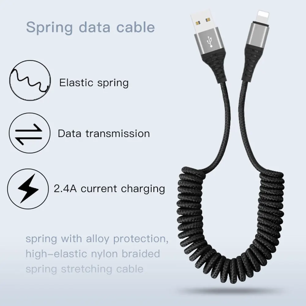 USB кабель выдвижной пружинный кабель для iPhone XR X 7 samsung Micro USB для Xiaomi type C Быстрая зарядка зарядный кабель для передачи данных Шнур