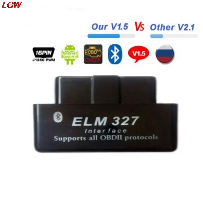 

ELM327 V1.5 Bluetooth OBD2 OBDII Automotive Scanner Auto Code Reader Scan Tools ELM 327 Car Diagnostic Tools For Android Symbian