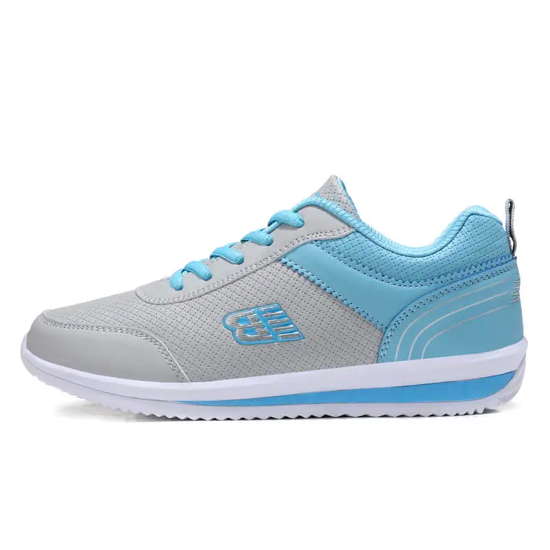 Size 35-41 New Fashion Tennis Shoes for Women Ultra-light Leather Blue Sneakers Gym Sport Shoes Tenis Feminino Basket Femme - Цвет: Gray Blue