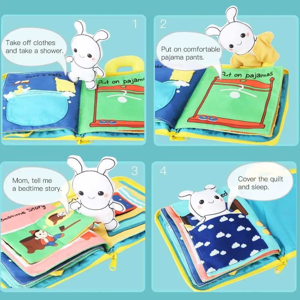 Baby Gift Interactive Soft Cloth Book for Newborn Baby Educational Learning Toy 