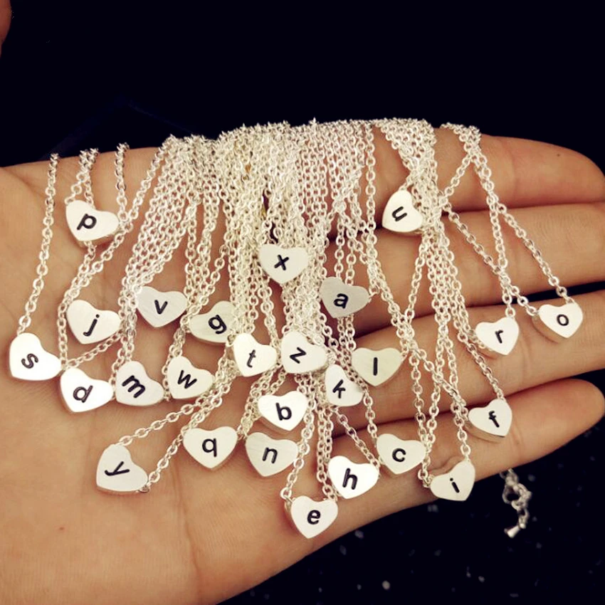 Tiny Dainty Heart Initial Necklaces Pendants Jewelry Stainless Steel Rose Gold Alphabet Letter Necklace Women Birthday Gift Tiny Dainty Heart Initial Necklaces Pendants Jewelry Stainless Steel Rose Gold Alphabet Letter Necklace Women Birthday Gift