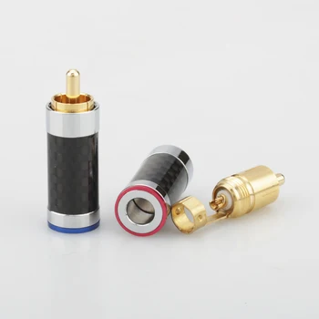 

4PCS Audiocrast R008 High Quality carbon fiber RCA Jack Gold Plated interconnect cable connector plug signal connector plug