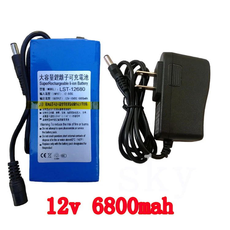 12V lithium Battery 12V/11.1V Li-ion battery capacity 68000mAh 12.6V 6800MAH rechargeable lithium-ion | Спорт и развлечения