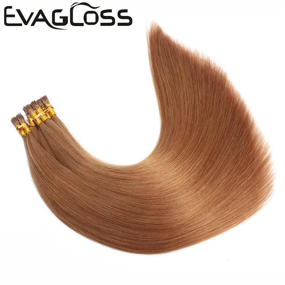 EVAGLOSS 0.8g Italian Keratin Fusion Pre Bonded Stick I Tip Cuticles Aligned Natural  Russian Remy Human Hair Extensions