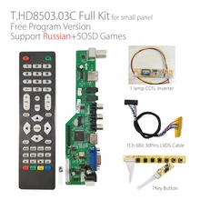 Ücretsiz Program T.HD8503.03C evrensel LCD TV sürücü panosu TV/AV/VGA/HDMI/USB medya + 7Key + 1ch 6bit 30p LVDS + 1 lamba invertör rus