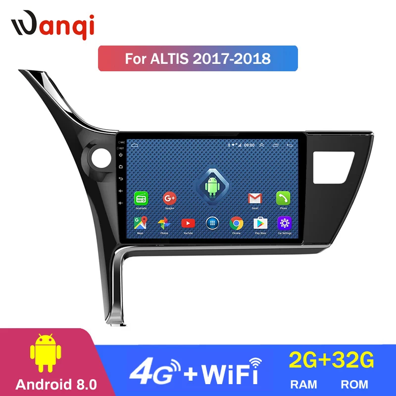 

4G Lte All Netcom 10.1 inch wanqi 8.0 Car GPS Navigation for Toyota Corolla Altis 2017-2018 Support Stereo Audio Radio