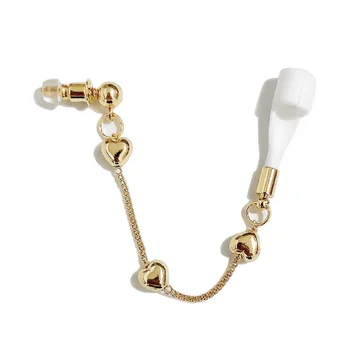 

10pcs Creative Earphone Anti-lost rope Gold Heart chain shape Ear clip Ear buckle Earring for Airpods earphone Decoration