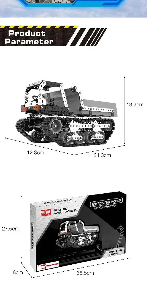 RCtown 934 шт 2,4G 10CH RC Гусеничный самосвал DIY из нержавеющей стали сборный автомобиль металлический RC автомобиль модель подарок на день рождения