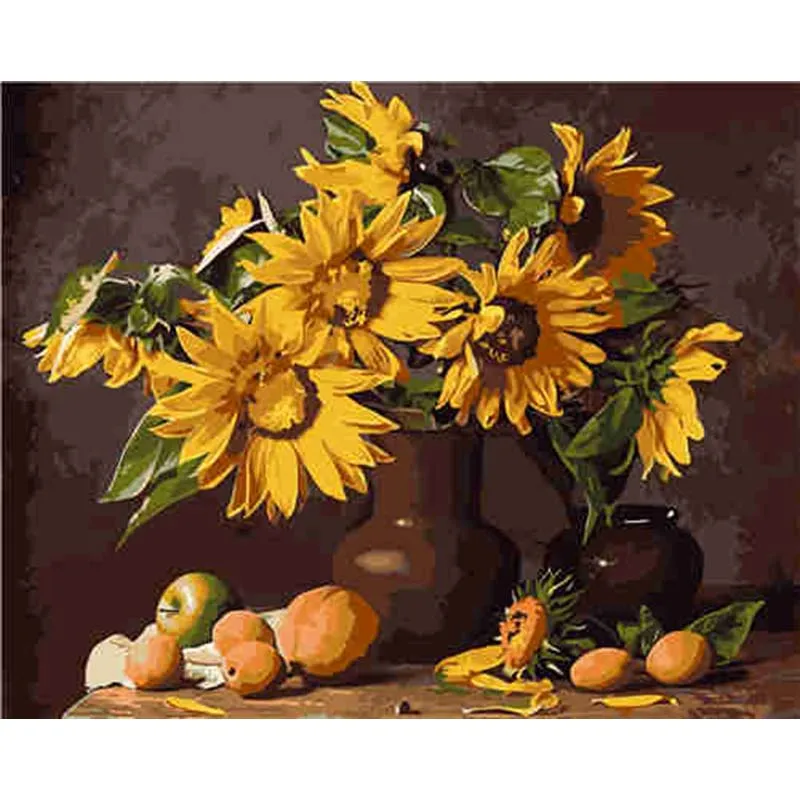 

New Product Yellow Sunflower Diy Painting By Numbers Oil Painting On Canvas Handmade Supreme Poster Wall Art Canvas Painting