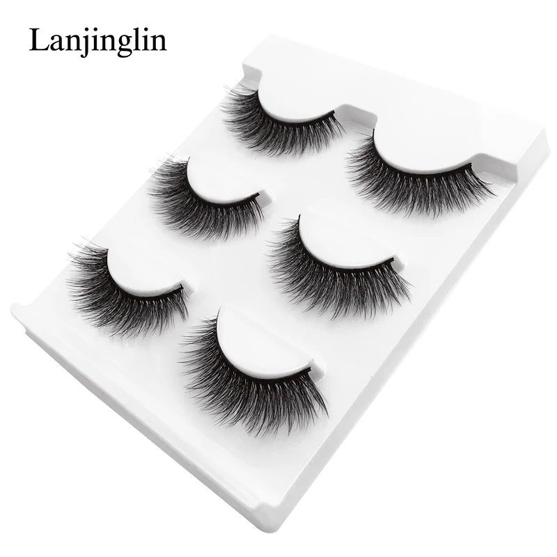 Lanjinglin Long Natural False Eyelash Extensions - Pack of 3 Pairs image 4