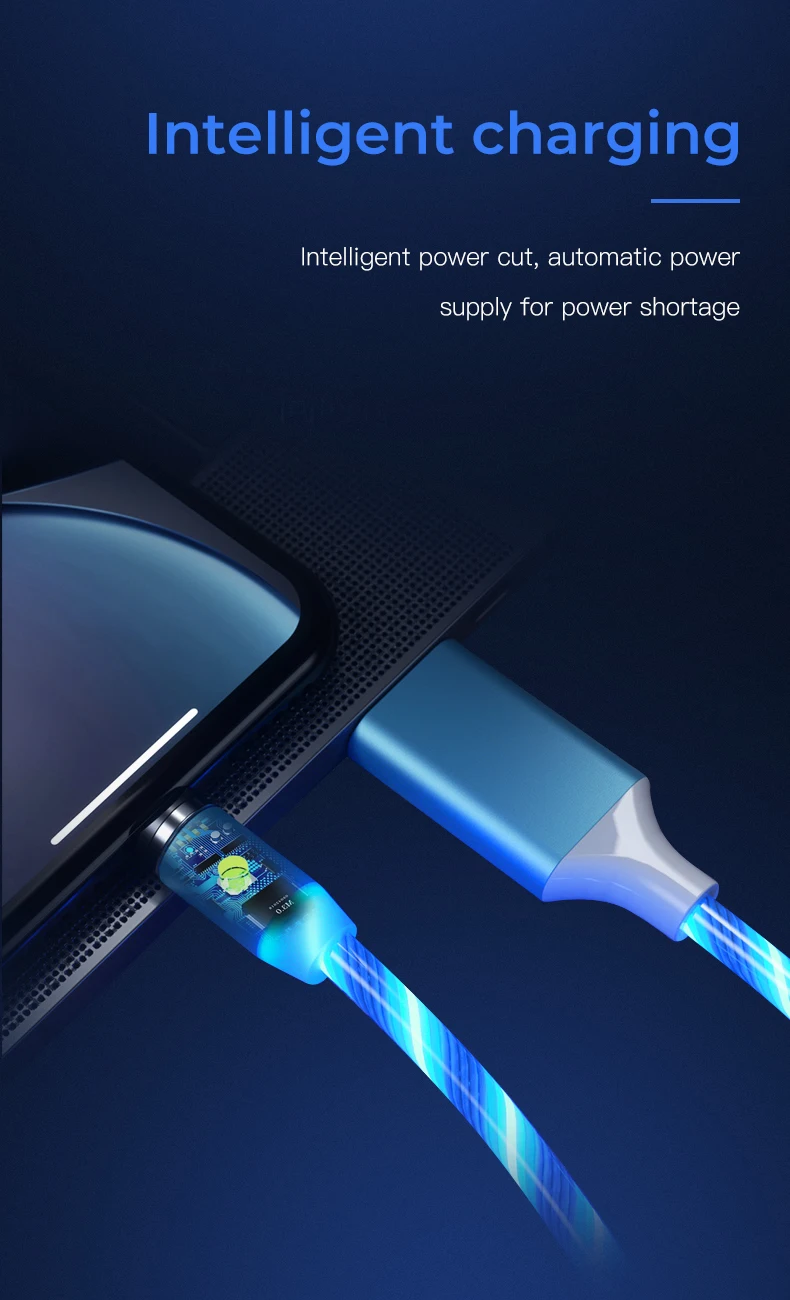 MADATA светодиодный светящийся Магнитный кабель для Iphone, магнитный usb-кабель для зарядки, кабель Micro для быстрой зарядки type C