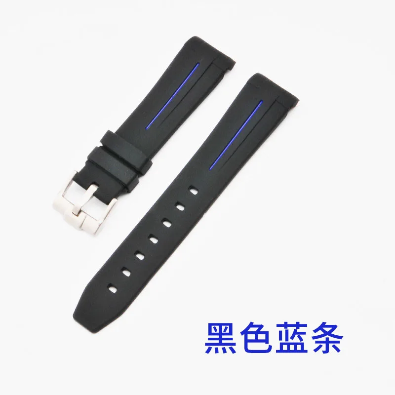 Silicone strap replacement rolex yacht ditona black and green water ghost king explorer GMT strap accessories 20mm - Цвет ремешка: Black blue line