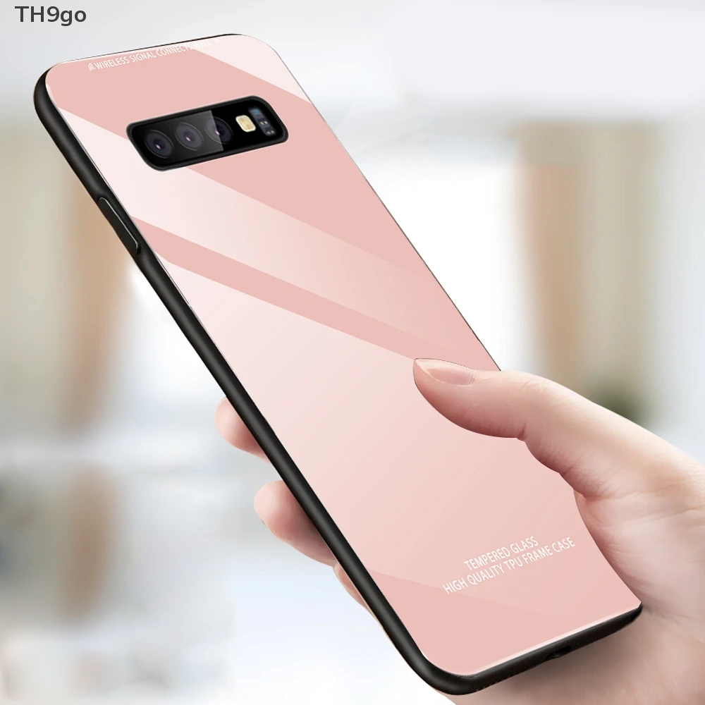 Однотонный чехол для телефона samsung Galaxy S8 S9 S10 S10E из закаленного стекла на заднюю