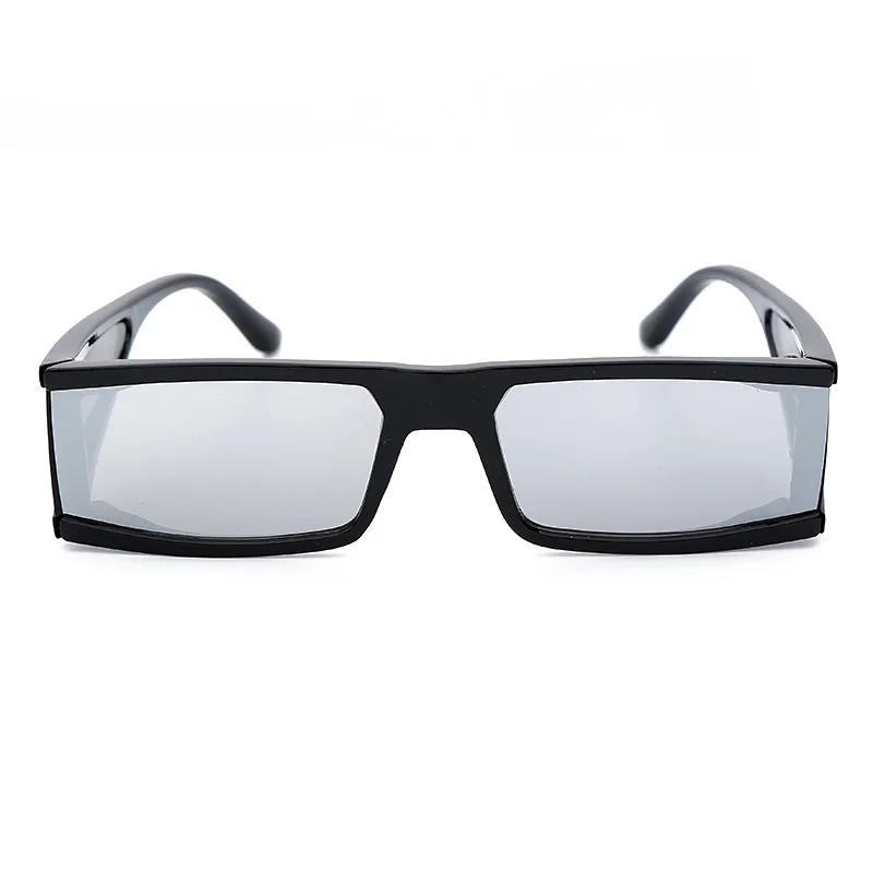 Винтажные прямоугольные солнцезащитные очки для женщин, маленькая оправа, зеркальные солнцезащитные очки, серебристые, черные линзы, мужские цельные очки в стиле панк, Gafas Shades - Цвет линз: 1