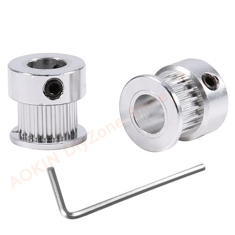 

2Pcs Aluminum Timing Belt Pulleys GT2 20 Teeth Flange Synchronous Wheel 8mm Bore for 6mm Belt 3D Printer Parts