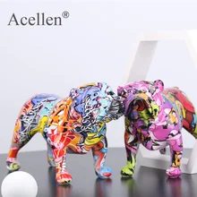Creative Colorful Bulldog Figurines Home Decor Modern Art Home Decorations Room Bookshelf TV Cabinet Decor Animal Ornament