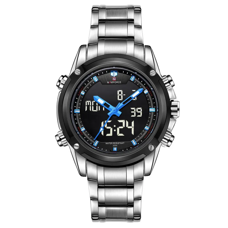 Relogio masculino Топ люксовый бренд NAVIFORCE мужские часы военный водонепроницаемый светодиодный спортивные мужские часы Цифровые мужские наручные часы 9050 - Цвет: NA905007 without box