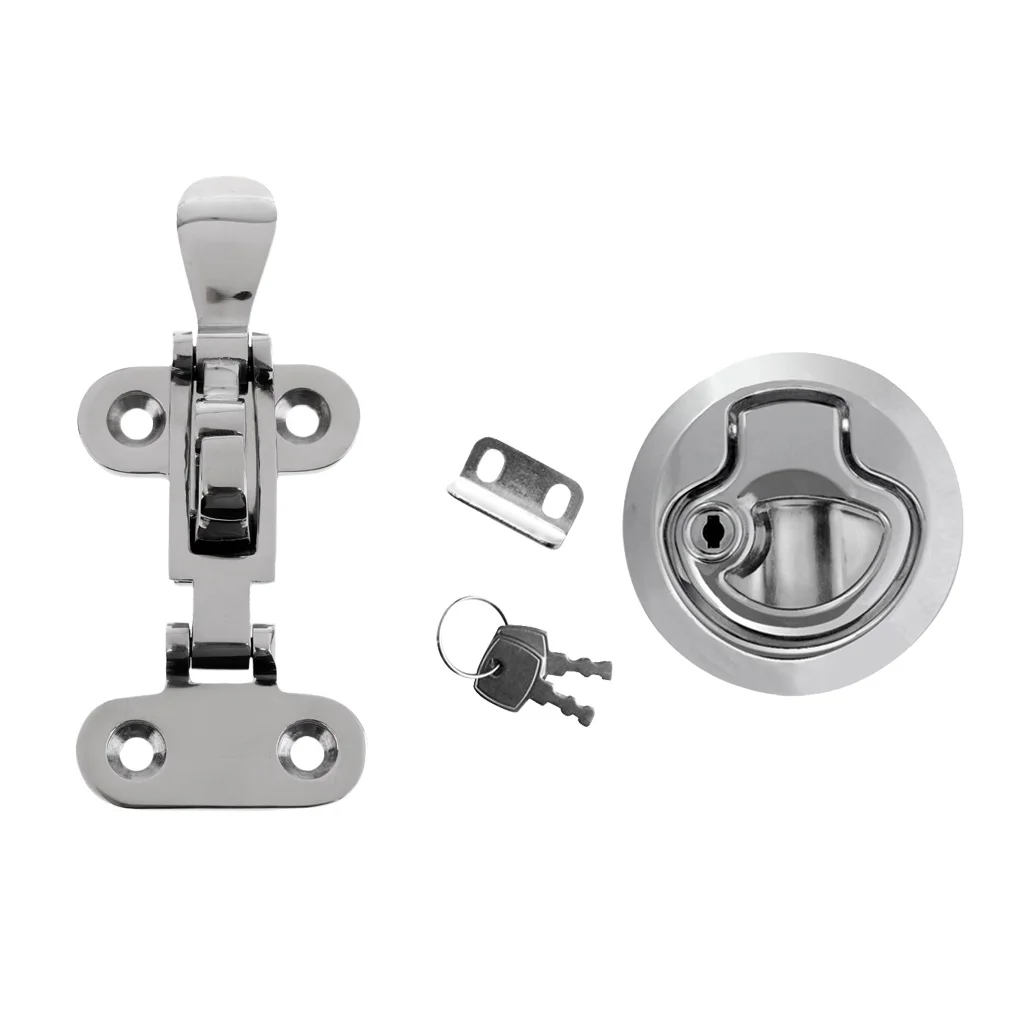 Stainless Steel Boat Anti-Rattle Latch + Zinc Alloy Chrome Lock Slam Latch