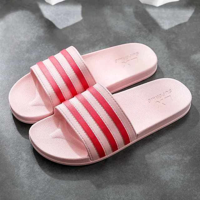Summer Women  Outdoor Bathroom Shoes Platform Men Slippers Beach Flip Flops Slide Sandals Non-Slip Soft Sole Couple Ladies Home Pink