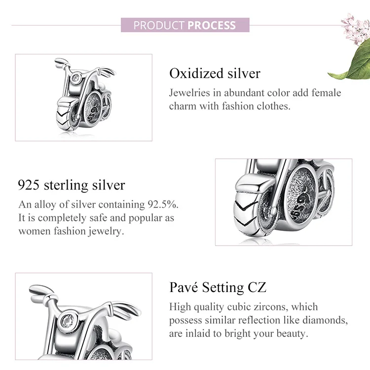 cartier bracelet bamoer Vintage 925 Sterling Silver Motorcycle Charm Cool Motorbike Pendant for Original Bracelet Bangle Women DIY Fine Jewelry earrings for women