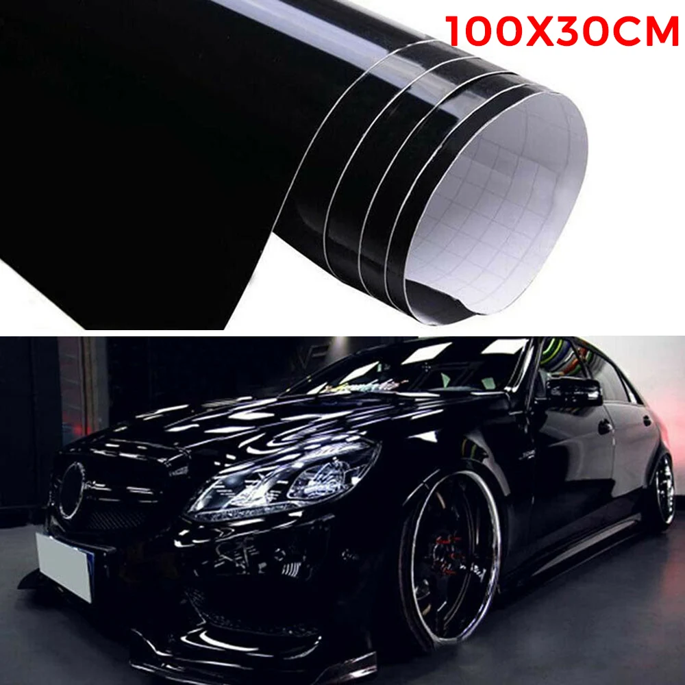 1PcsHighQuality100x30cmUVResistantAdhesiveHighGlossBlackVinyl