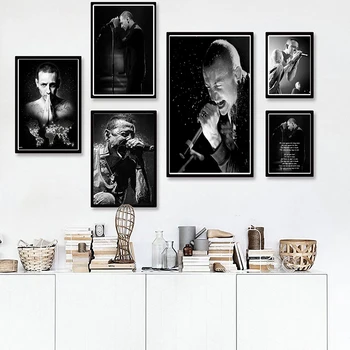 

Canvas painting wall art Chester Bennington custom Poster Bedroom Study Hoom Decor Singer Figure Painting