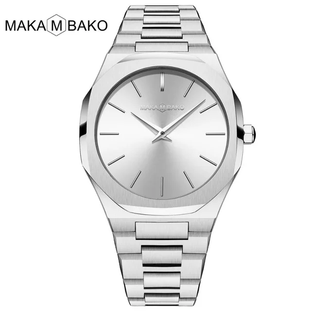 silver silver Модные Восьмиугольные мужские часы полностью черные брендовые Роскошные Дизайнерские кварцевые наручные часы из нержавеющей стали мужские водонепроницаемые спортивные часы - Цвет: silver silver