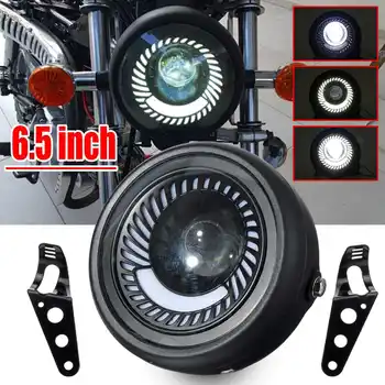 

Retro 6.5 LED Motorcycle Headlight DRL Motobike Headlamp Bracket Fog High Low Beam Bulb for Cafe Racer Bobber Motor Head Light