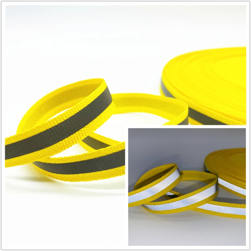 Stoffe und Nähzubehör - Onlineshop - Reflektierendes Band silber - gelb