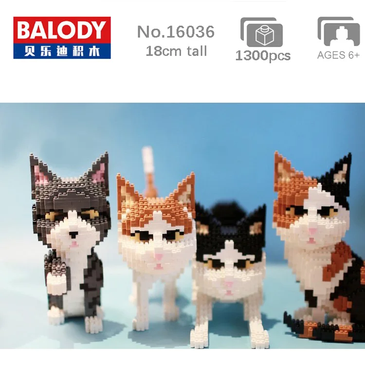 

BALODY Animal Pet Persian Cat Kitten Building Blocks 3D Model DIY Small Diamond Bricks Cartoon Auction Figure Toy for Boys Gifts