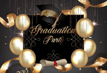 

Graduation Party Backdrop for Photography Gold Balloons Photo Background Studio Class Photo Booth Party Prom Decoration
