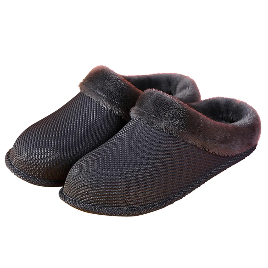 Men's Large Size Casual Home Slippers Plus Velvet Warm Shoes Comfortable Cotton Home Slippers Men Indoor Pantoufle Femme