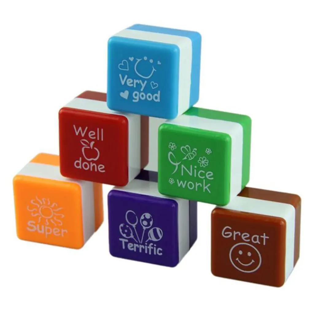 

6 Styles/SET Kawaii Cute Teachers Stampers Inking Praise Reward Stamps Motivation Sticker School Supplies Dropshipping